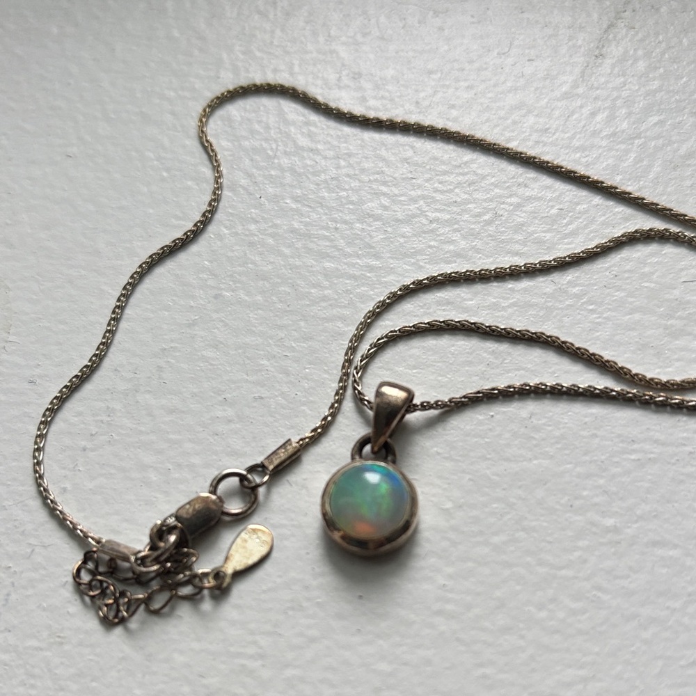 Sterling Silver Opal Pendant Necklace